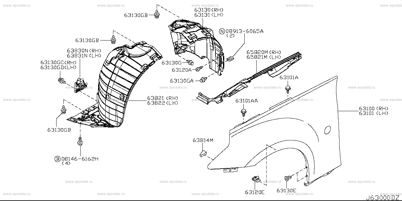 Front fender & fitting (body) for Nissan Fairlady Z Z34, 6 generation ...