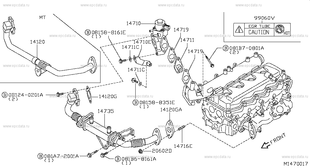 Egr & second air (engine) for Nissan Navara D40, 2 generation 01.2004 ...