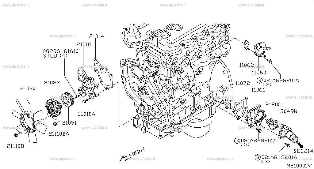 Water pump & cooling fan & thermostat (engine) for Nissan Navara D40, 2 ...