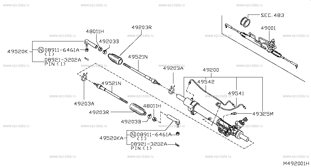 Power steering gear (chassis) for Nissan Navara D40, 2 generation ...