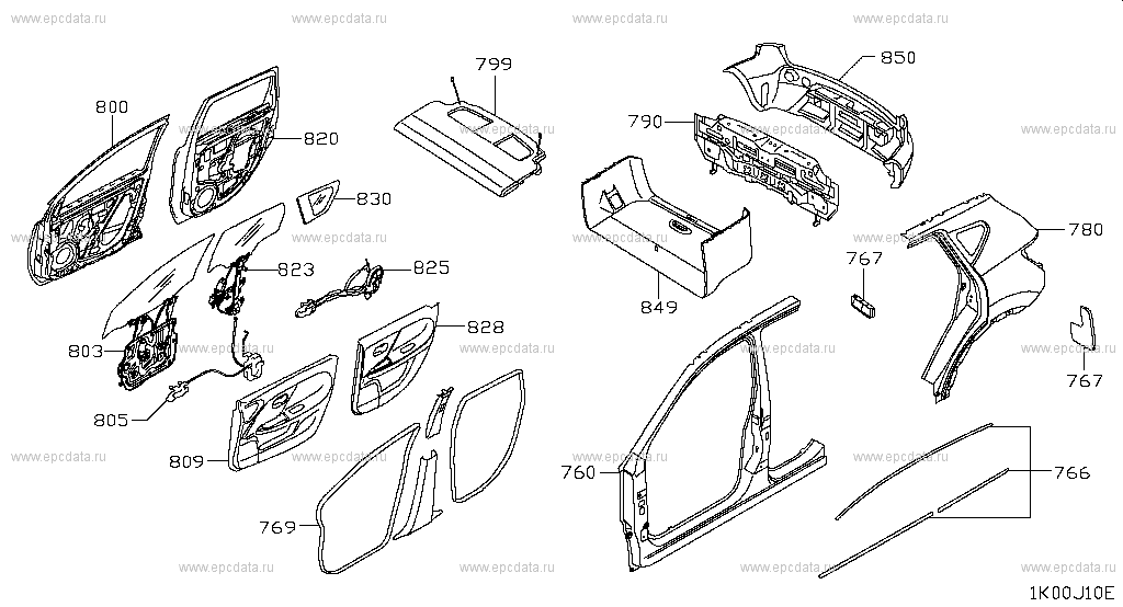 Карта двери ниссан кашкай j10