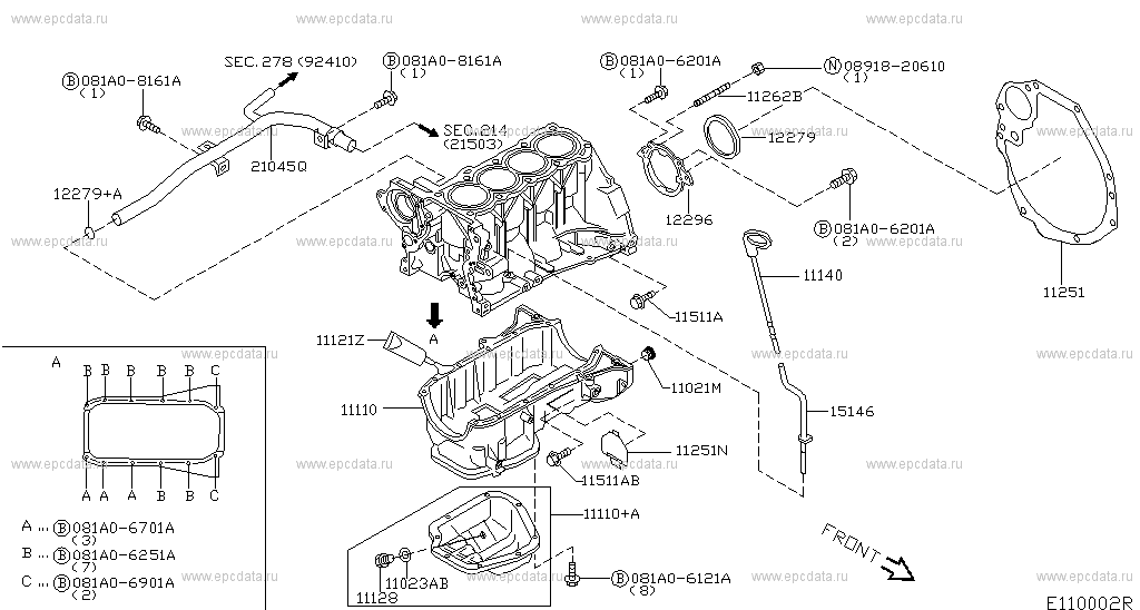 Cylinder block & oil pan (engine) for Nissan Micra K12, 3 generation ...