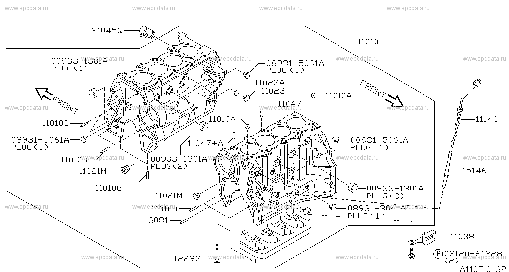 Cylinder block & oil pan (engine) for Nissan Almera N15, 1 generation ...