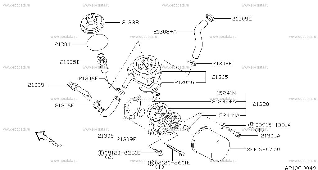 Oil cooler (engine) for Nissan Almera N15, 1 generation, restyling 03. ...