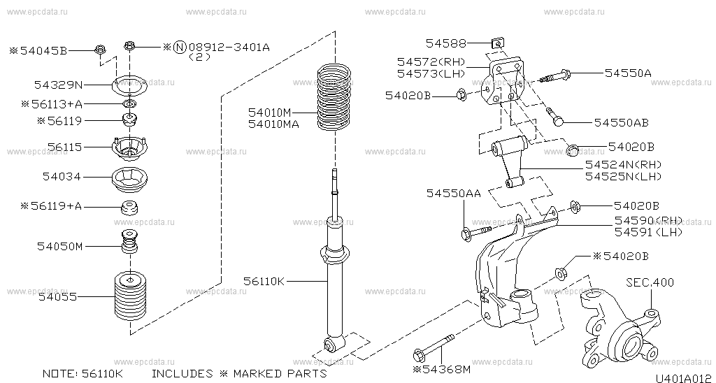 Front suspension (chassis) for Nissan Primera P11, 2 generation 03.1996 ...