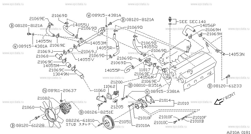 210 - WATER PUMP, COOLING FAN & THERMOSTAT for 200SX S13 Nissan 200SX ...