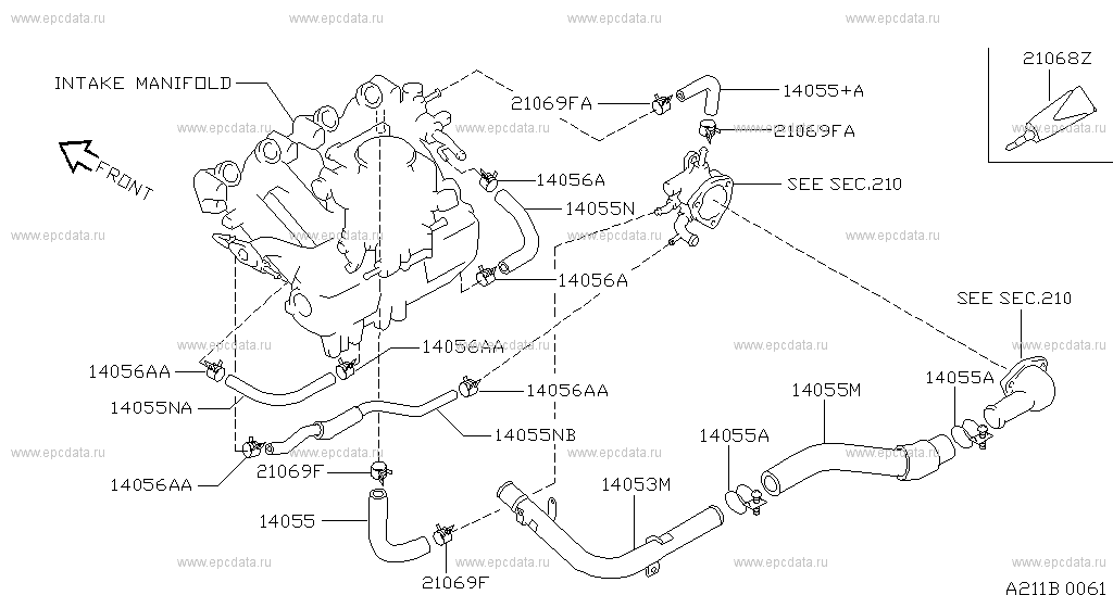 Water hose & piping (engine) for Nissan Primera P10, 1 generation 09. ...