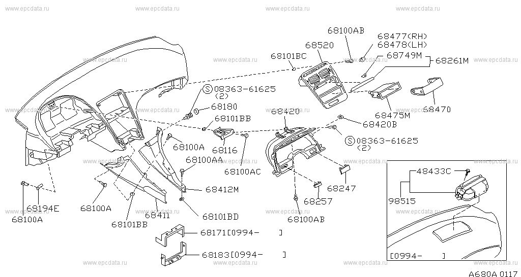 680 - Instrument Panel, Pad & Cluster Lid For 300zx Z32 Nissan 300zx 