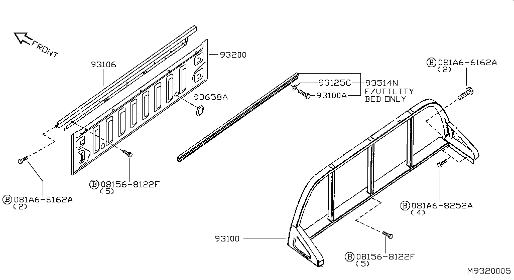 932 - REAR BODY FRONT PANEL & GUARD FRAME