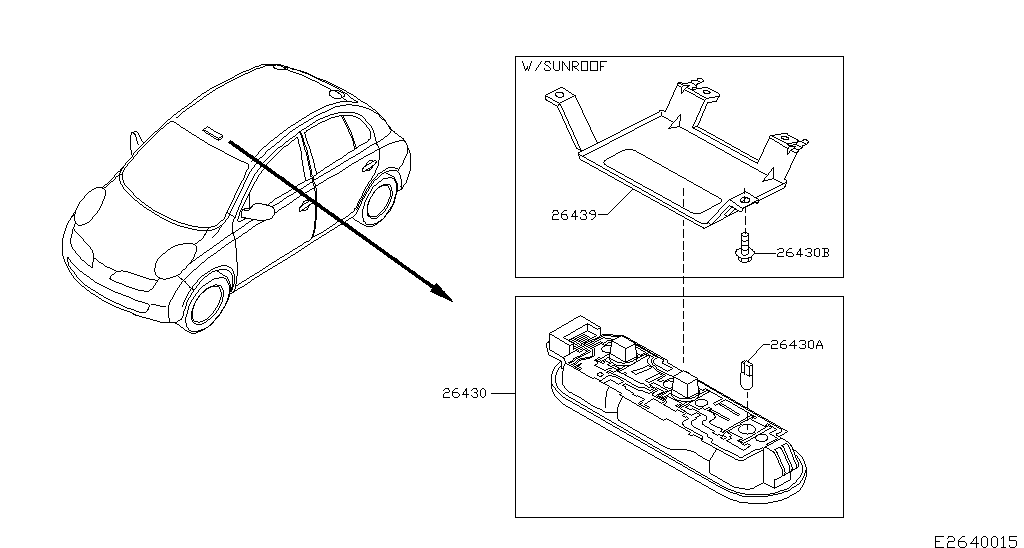 Room lamp for Nissan Micra K12E, 09.2007 - 07.2010 ACTIVE HR16DE