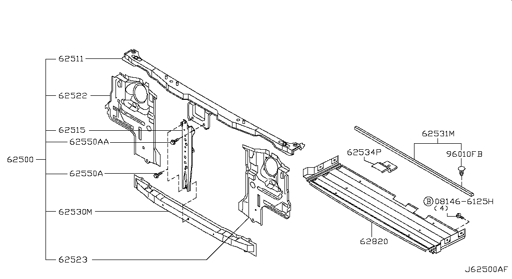 625 - FRONT APRON & RADIATOR CORE SUPPORT