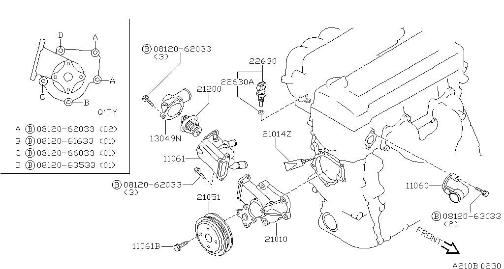 210 - WATER PUMP, COOLING FAN & THERMOSTAT
