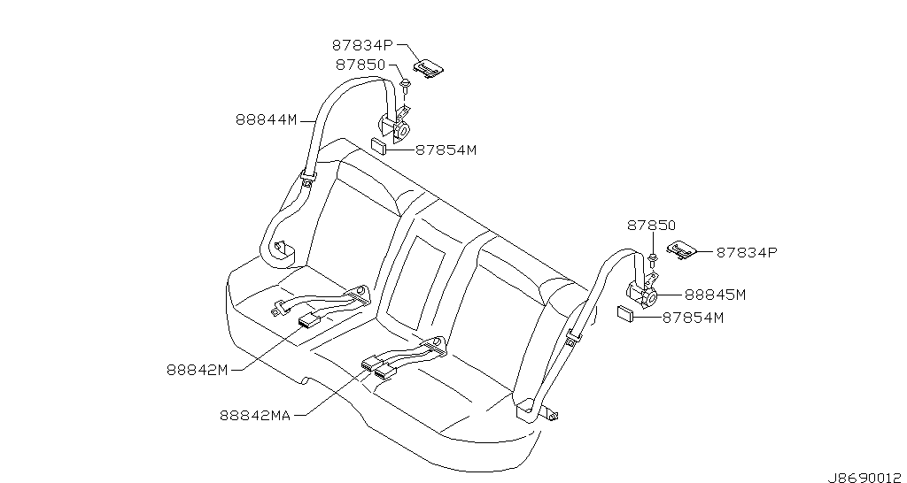869 - REAR SEAT BELT