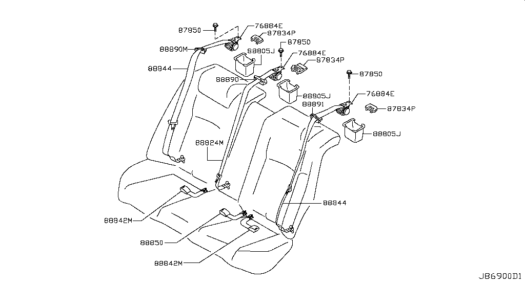 869 - REAR SEAT BELT