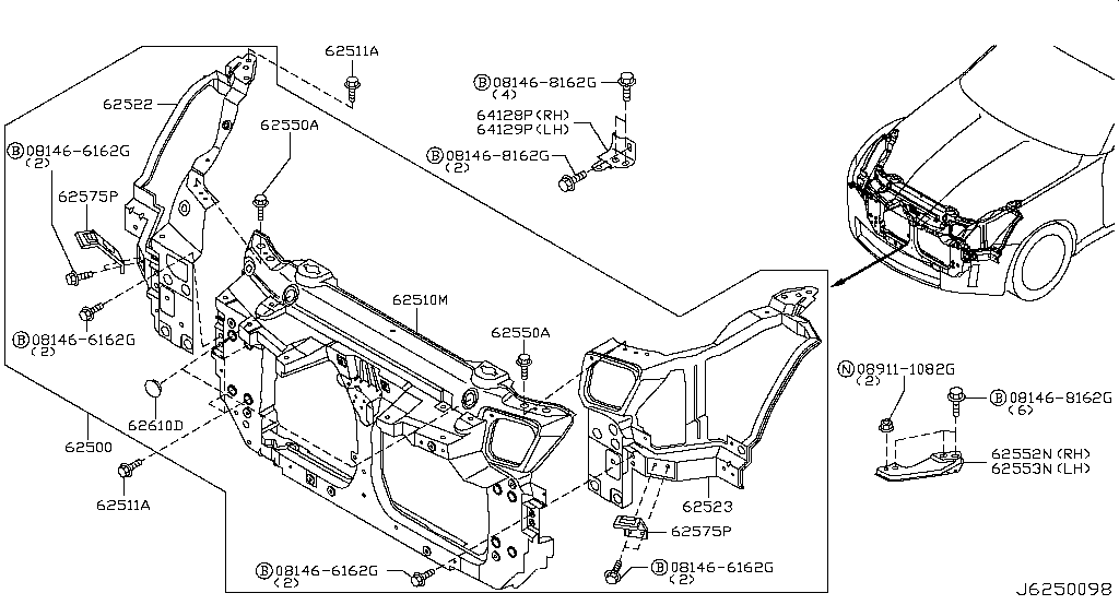 625 - FRONT APRON & RADIATOR CORE SUPPORT