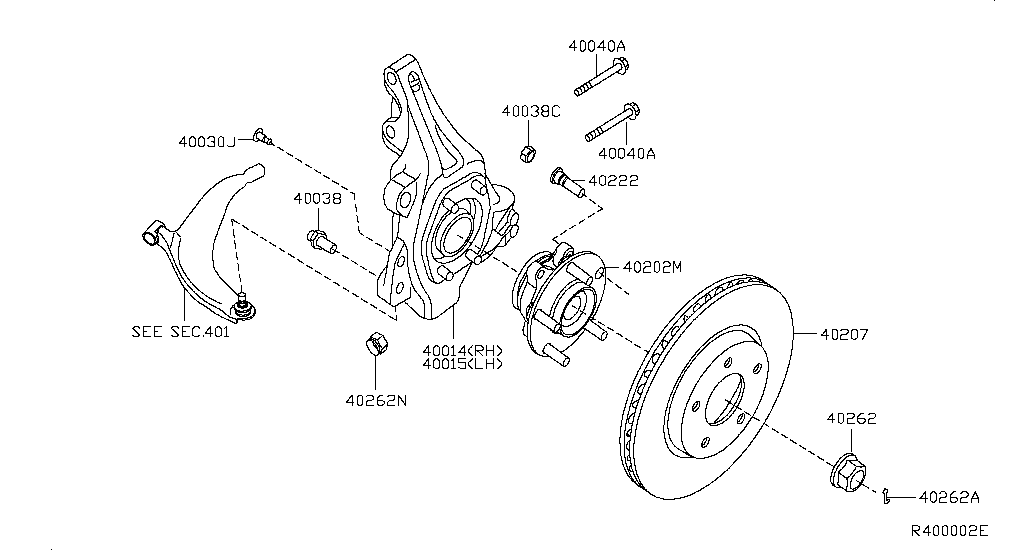 400 - FRONT AXLE for Altima CL32 Nissan Altima - Genuine parts - Amayama