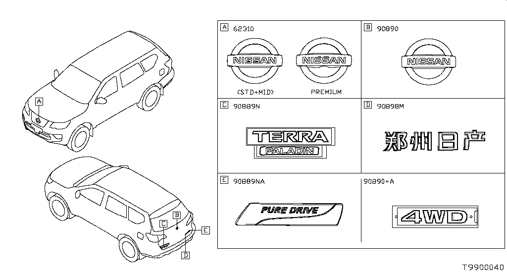 Emblem & name label for Nissan Terra JD23F, 02.2018 -  PREMIUM