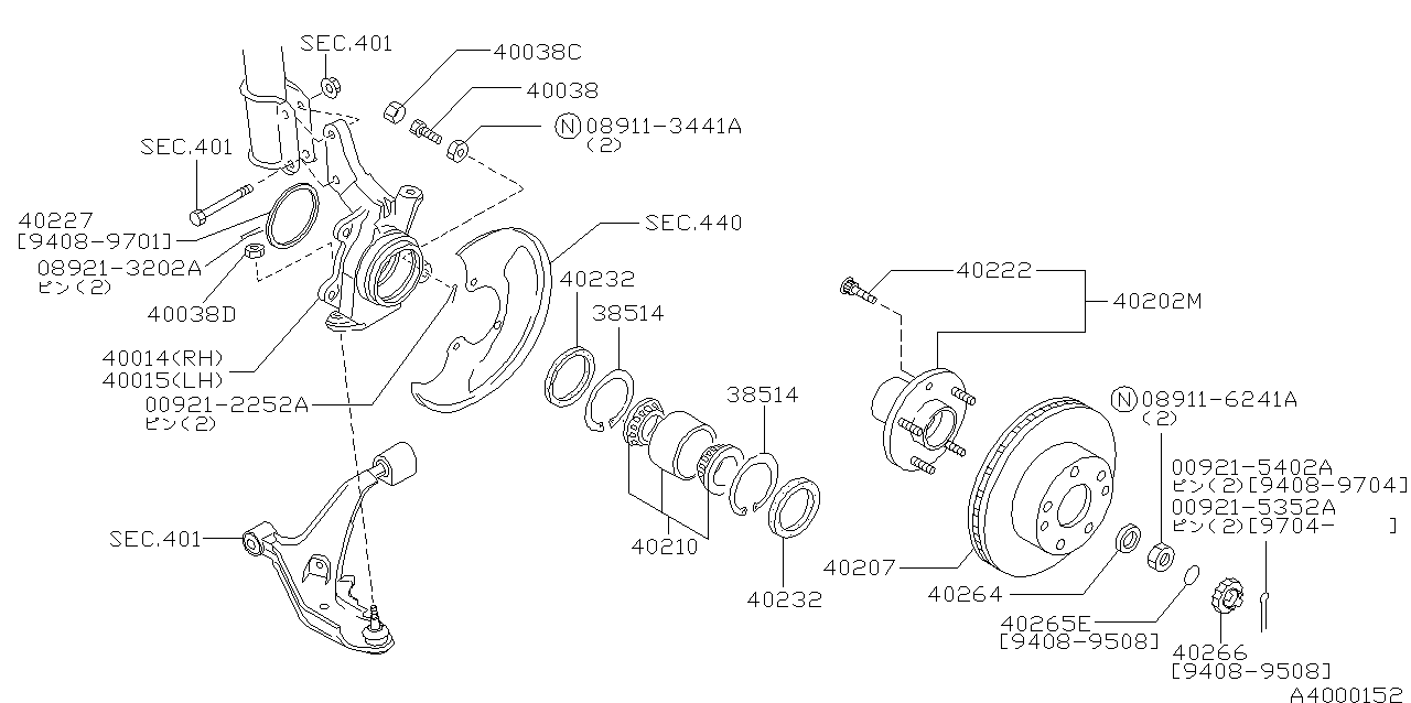 Front axle (chassis) for Nissan Cefiro A32, 08.1994 -  TRIG