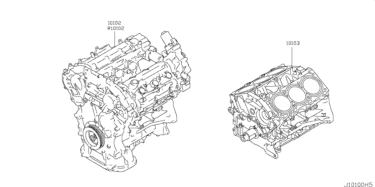 101 - ﾍﾞｱ & short engine assembly (engine) for Skyline Coupe CKV36 ...