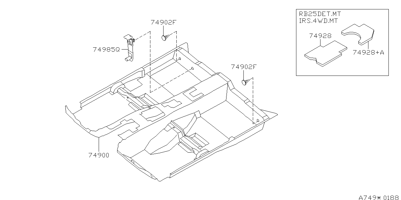 Floor trimming (trim) for Nissan Skyline R34, 08.2000 -  GTR/V2