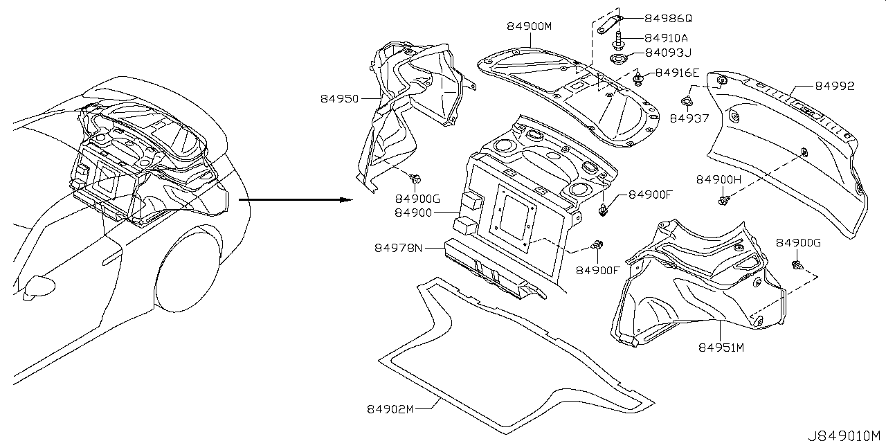 849 - Trunk room trimming for GT-R R35 Nissan GT-R - Genuine parts ...