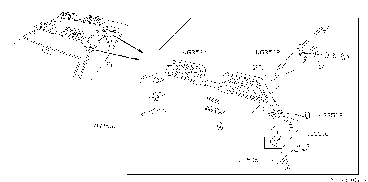 Rack, carrier for Nissan 180SX RS13, 03.1989 - 01.1991 TYPE1