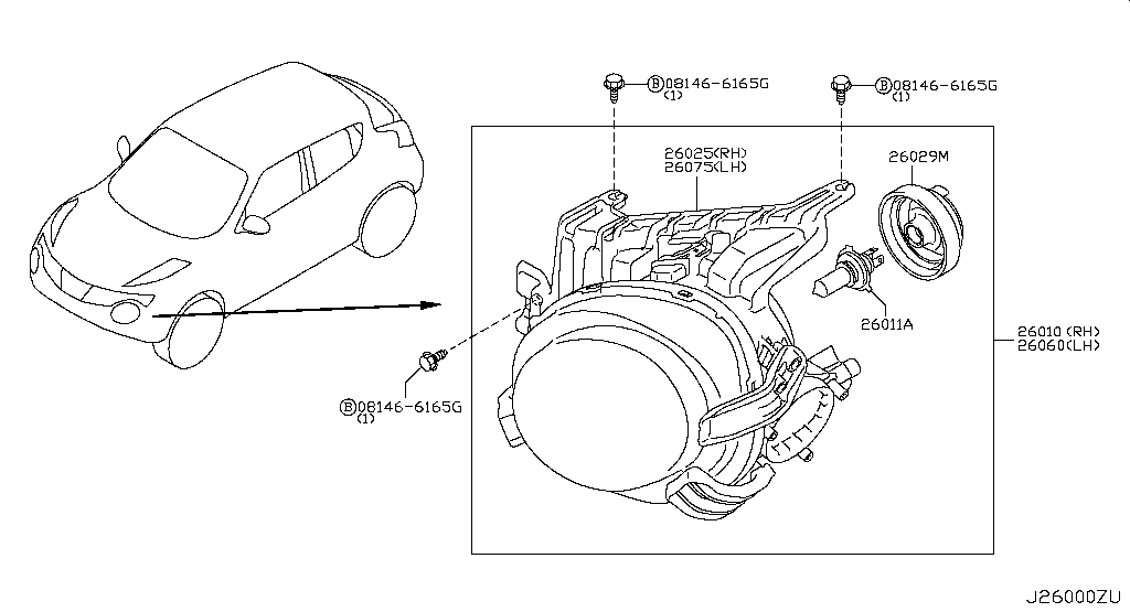 ヘッドランプ ASSY右側(日産 ジューク F15) - 自動車パーツ