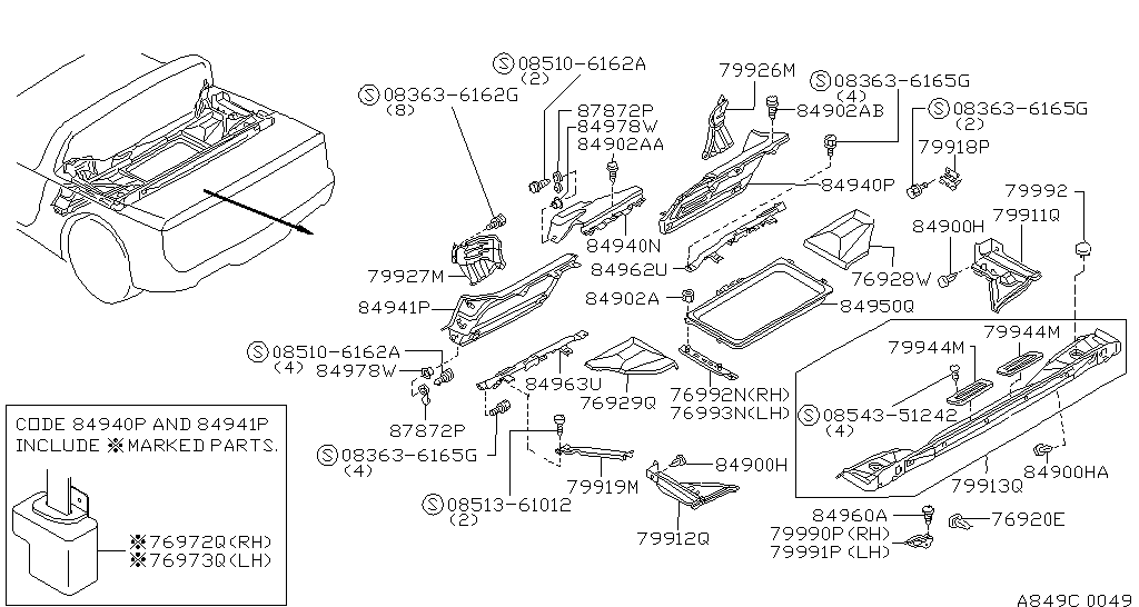 Trunk & luggage room trimming for Nissan 300ZX Z32, 02.1992